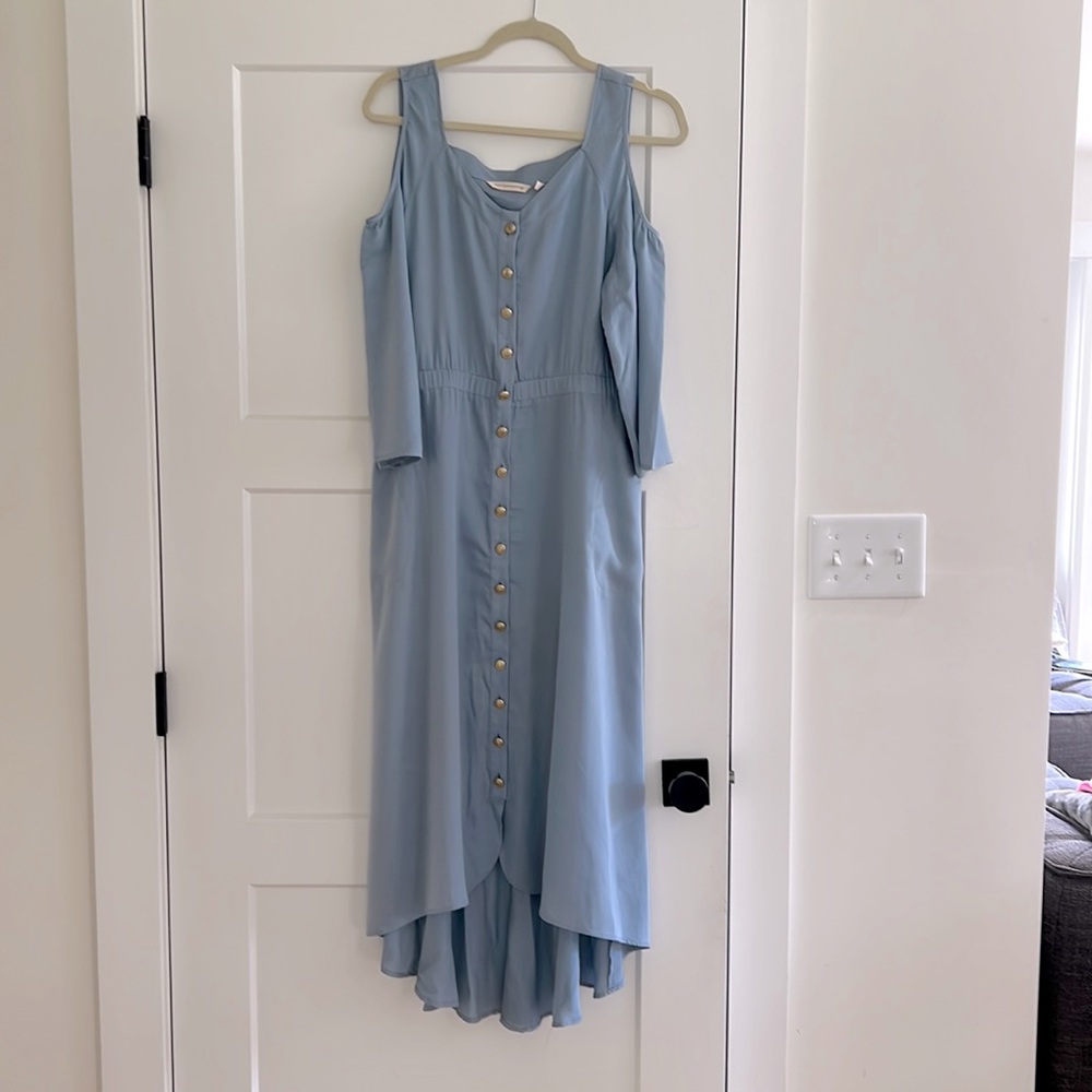 Soft Surroundings Blue Maxi Off Shoulder Dress